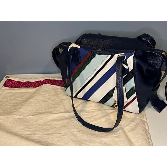 EUC Tory Burch Perry Balloon Multicolored Stripe Handbag - Picture 14 of 14